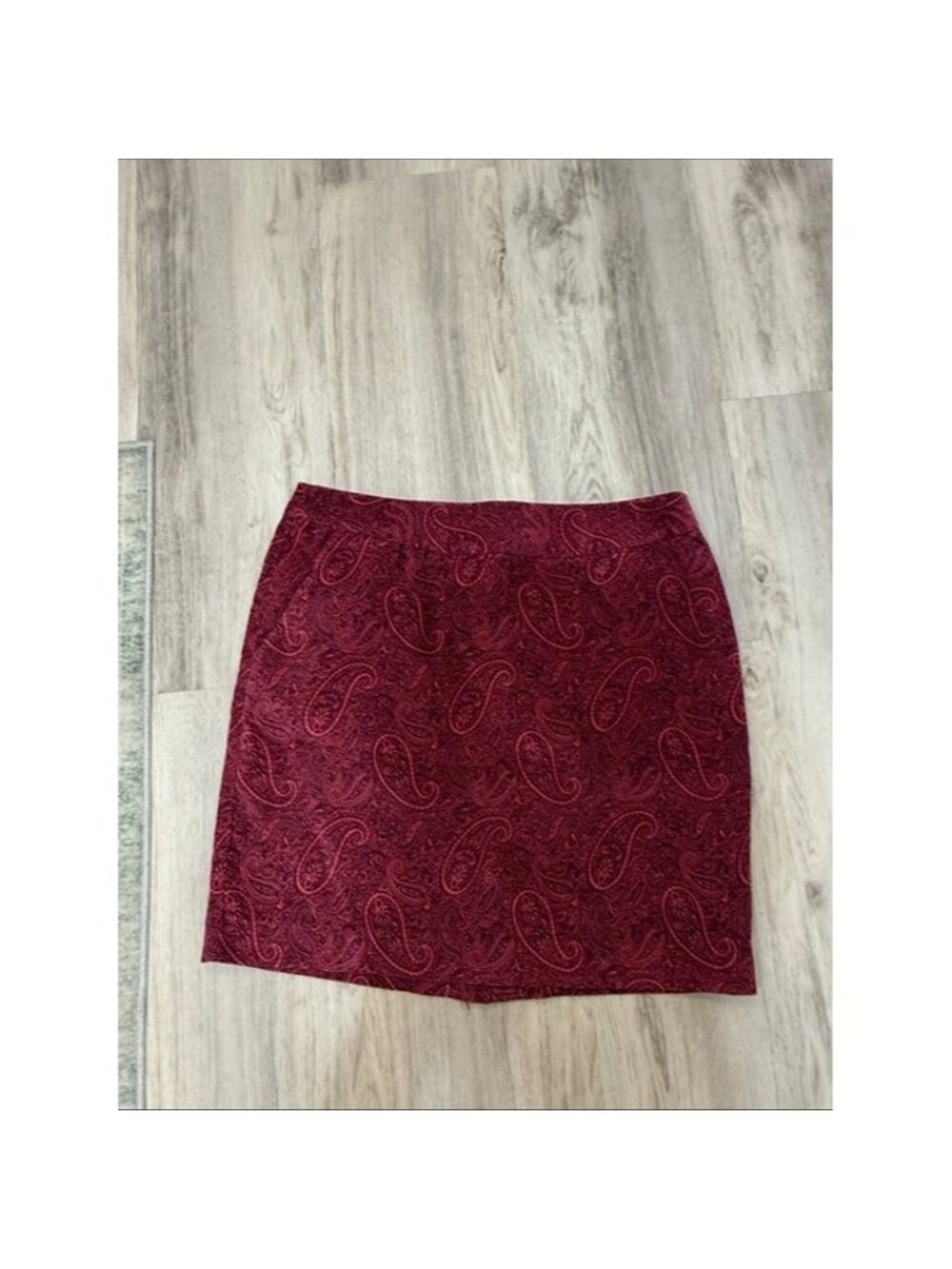 L.L. Bean Burgundy Paisley Mini Skirt 12 petite